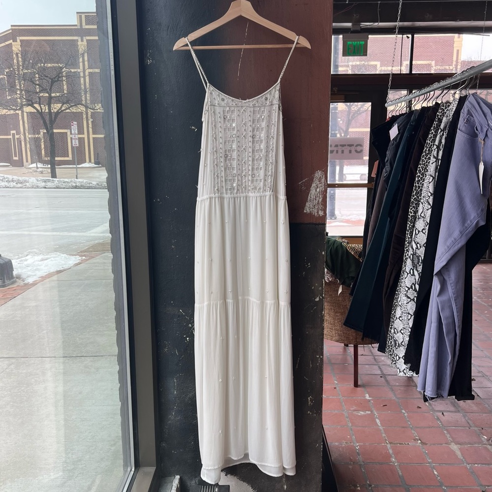 FRENCH CONNECTION Beaded White Maxi Dress